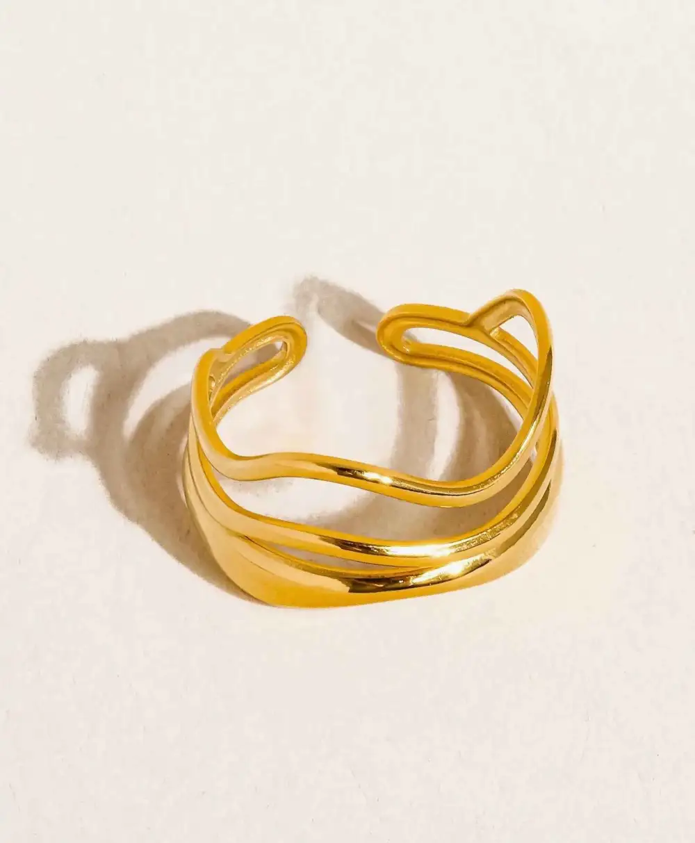 Sculpted Wave Statement Ring
