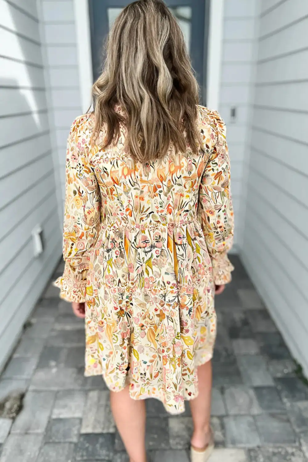 Floral Smocked Long Sleeve Mini Dress