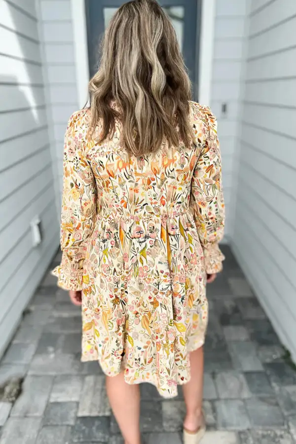 Floral Smocked Long Sleeve Mini Dress