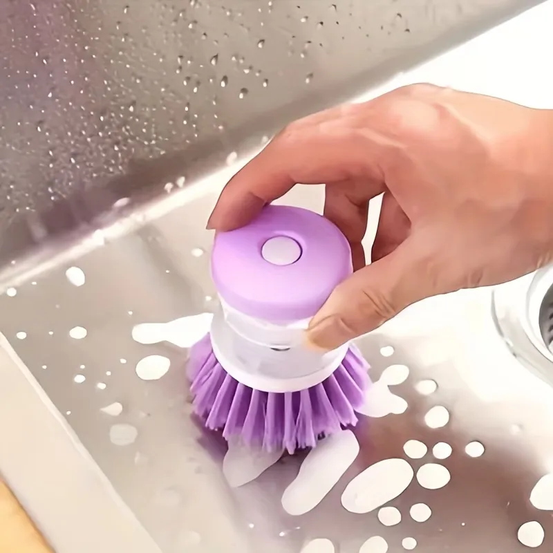 Dish Brush with Soap Container Set
