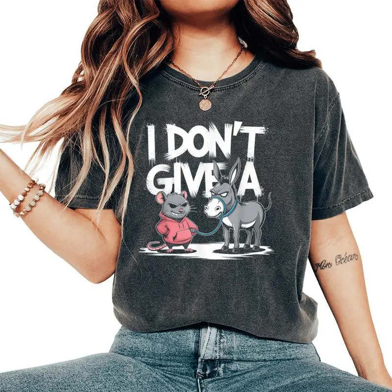 I Dont Give A Rats Donkey Mouse Rat Meme Merch Women's Oversized Comfort T-Shirt