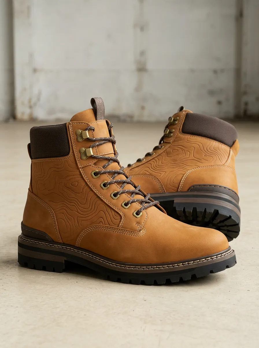 Unisex Weekend Outdoor Hiking Topographic Map Print Work Boots