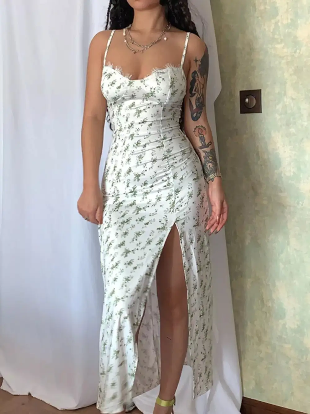 Lace Floral Midi Dress