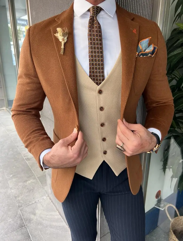 Slim Fit  Italian Fabric Stamped Blazer