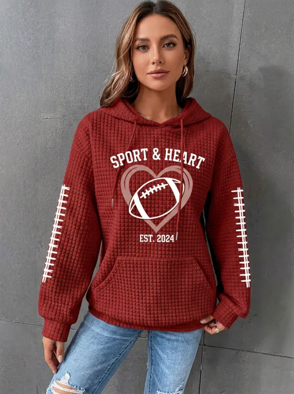 Women's Classic Gridiron Heart Waffle Hoodie