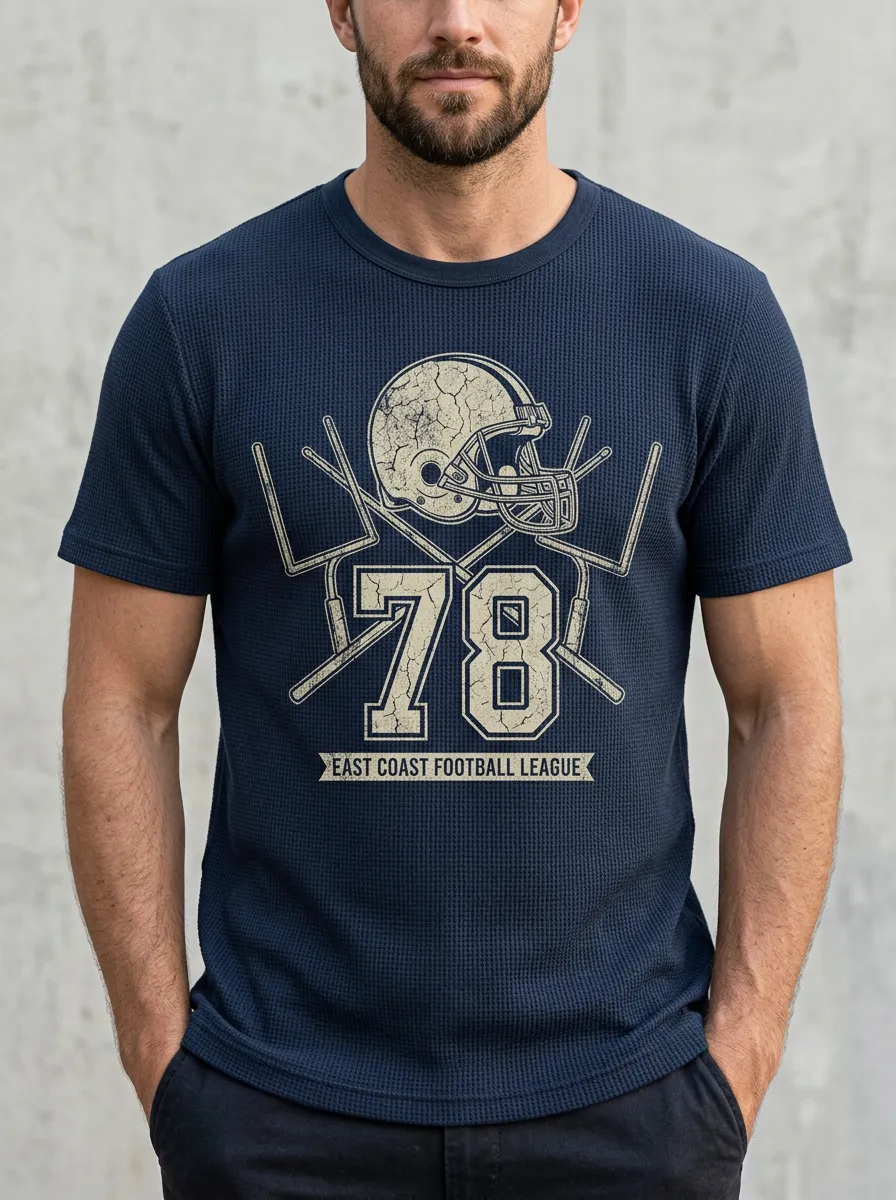 Men's American Football 78 Helmet Goalpost Printed T-shirt