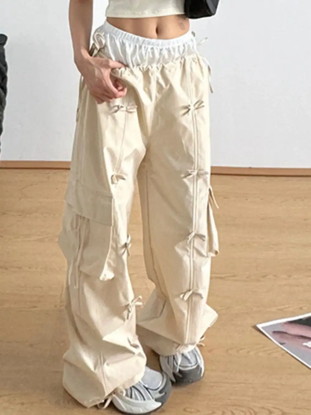 Wide Leg Drawstring Pocketed Everyday Cargo Pants