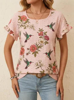 Hummingbird Nature Women's Loose Printed T-Shirt
