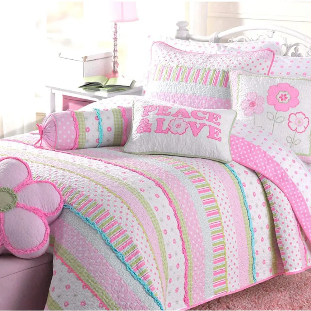 Cotton Floral Striped Patchwork Sheet Bedding Set