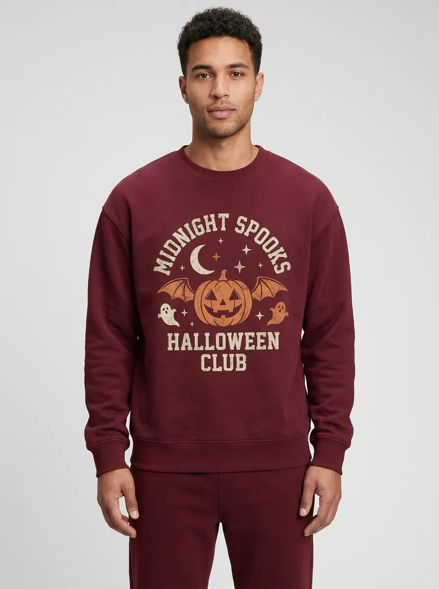 Men's Halloween Midnight Spooks Pumpkin Ghost Sweatshirt