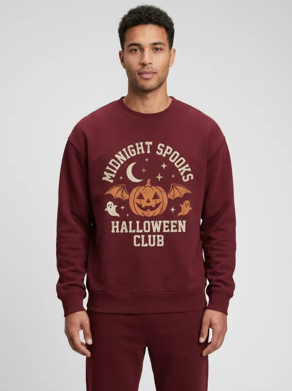 Men's Halloween Midnight Spooks Pumpkin Ghost Sweatshirt