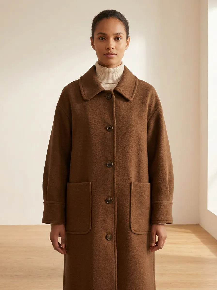 Cozy Wool-Blend Longline Outerwear Coat