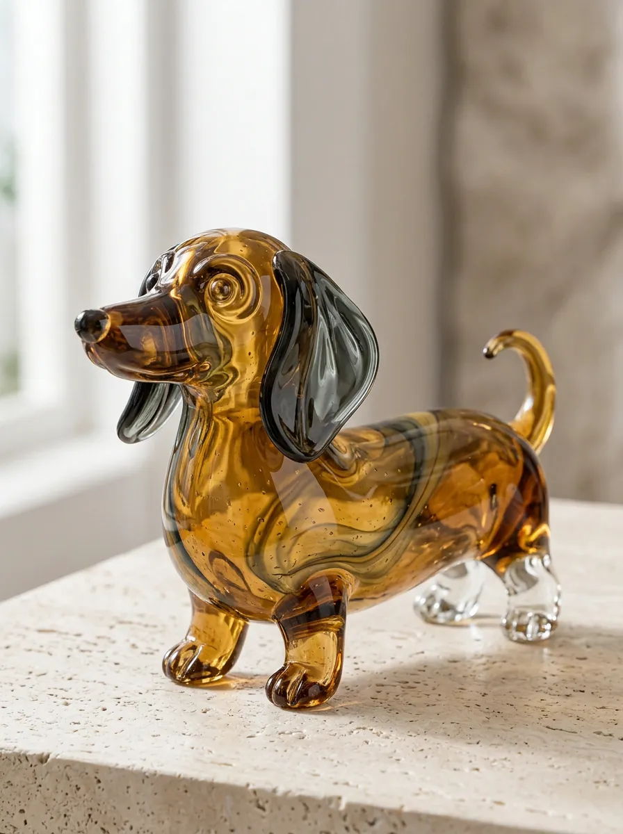 Handcrafted Dachshund Glass Figurine