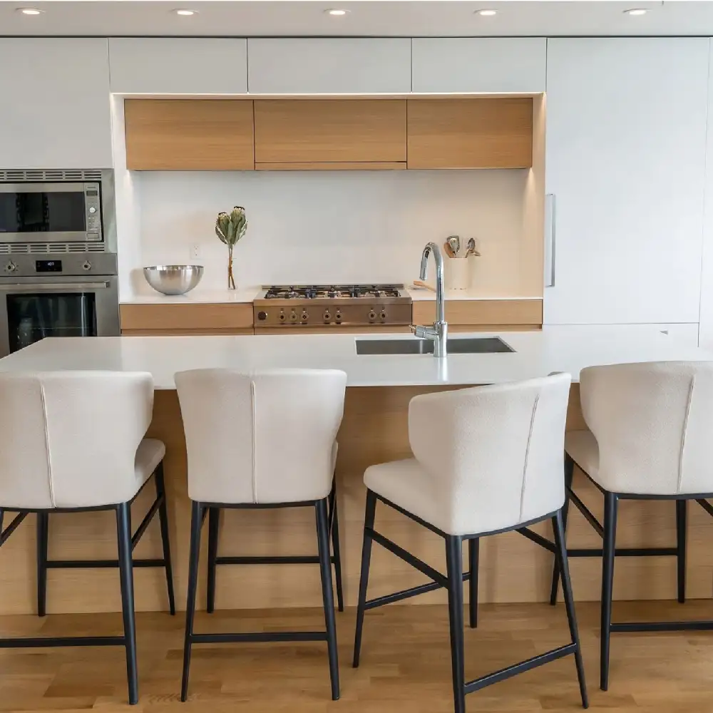 Contemporary Leather Vegan-Leather Counter Stool