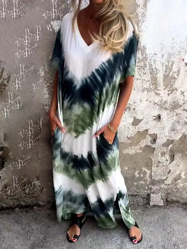 Dyed Neck Maxi Dress