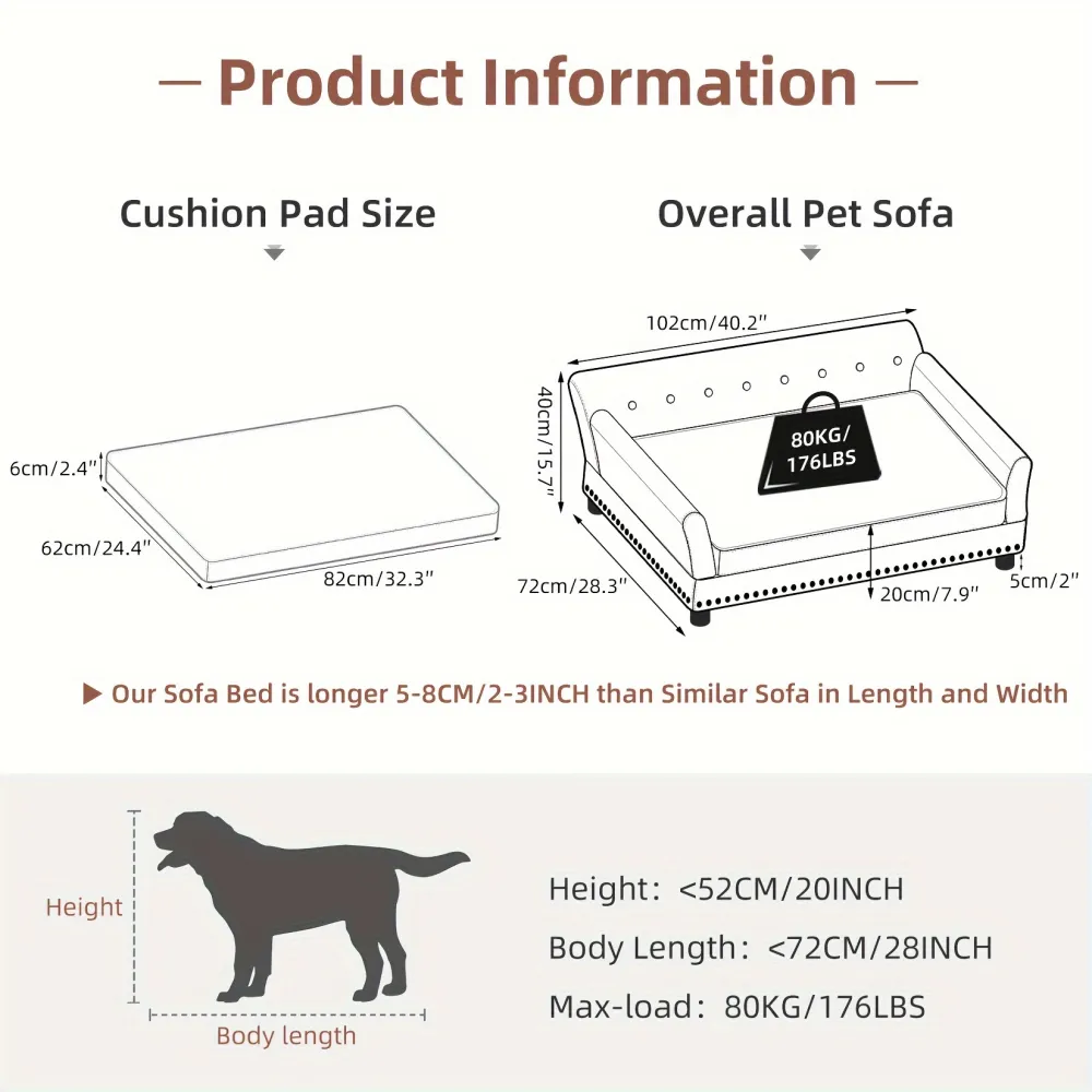 Practical Upholstered Pet Sofa for Professional and Home Use in Pet Care