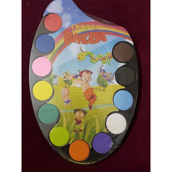 Small Artist Palette with 12 Water Colour and Paint Brush (Set of 2)