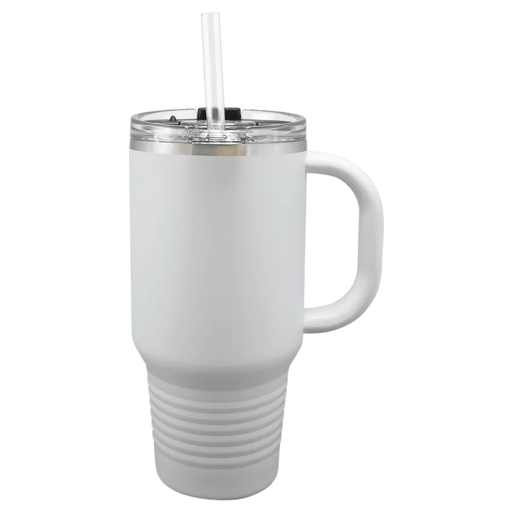Handled Straw Lid Travel Mug