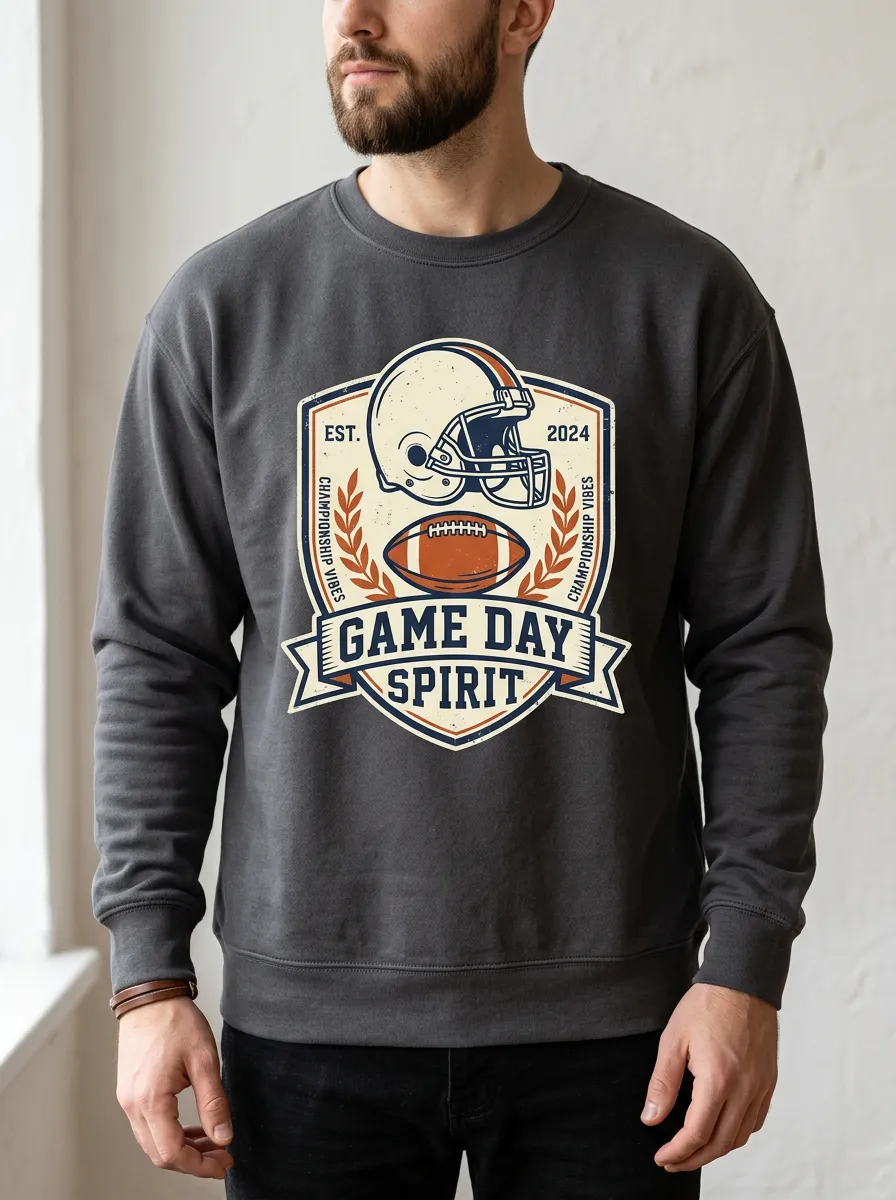 Men's American Football Game Day Spirit Helmet Printed Sweatshirt