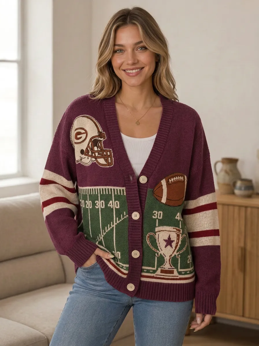 Women's Gridiron Helmet Field Trophy Knit Cardigan