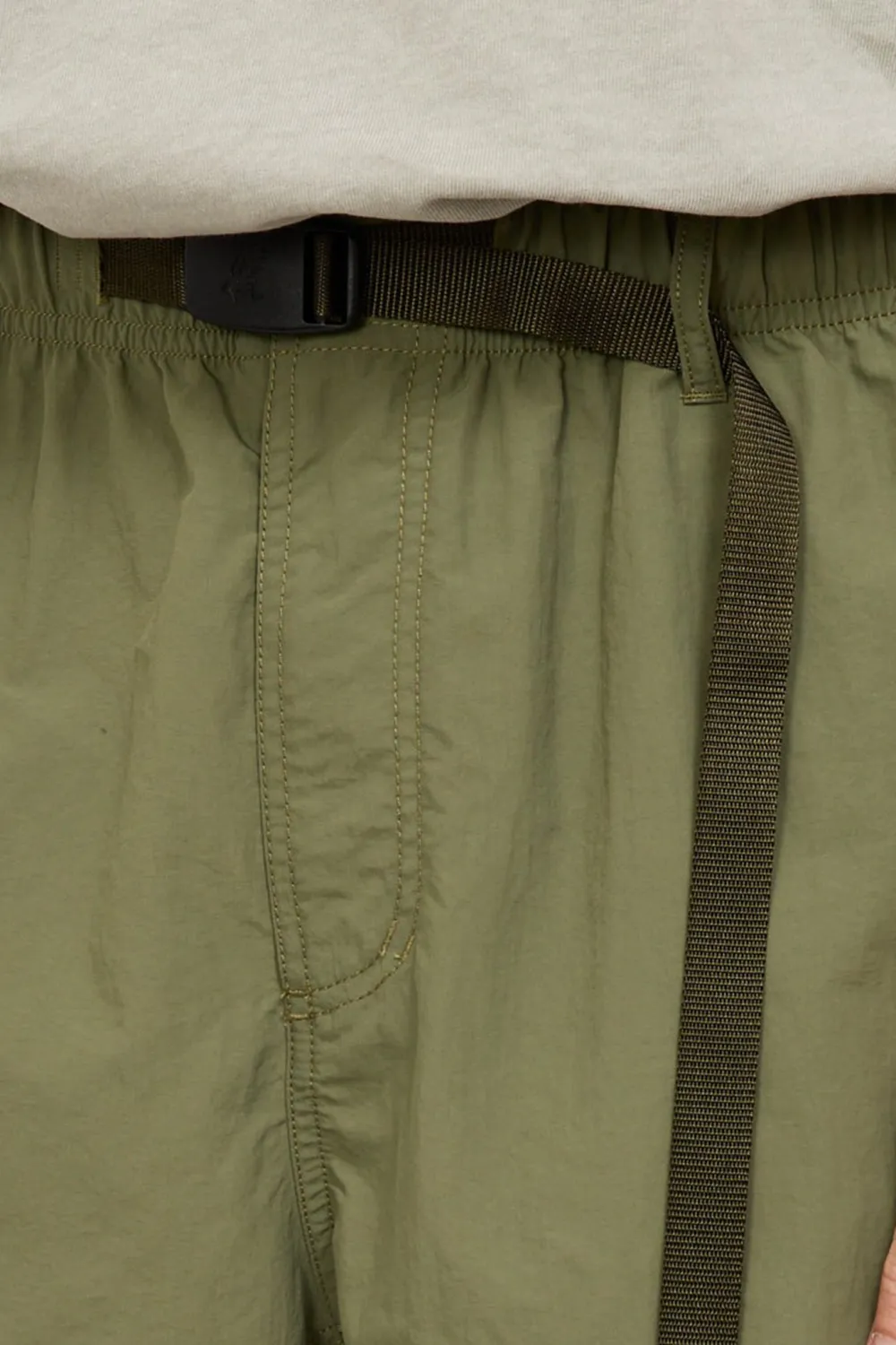 Olive Green Nylon Loose Fit Shorts