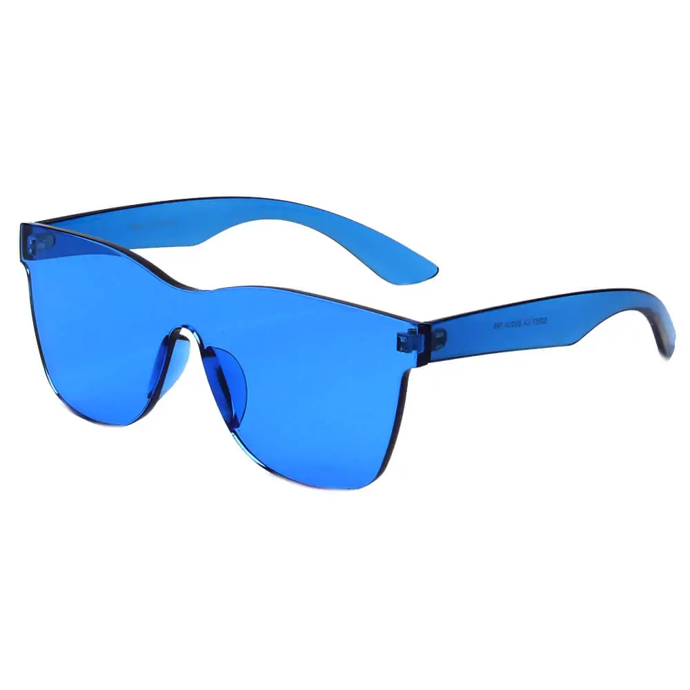 Scalloped Square Rimless Frame Sunglasses