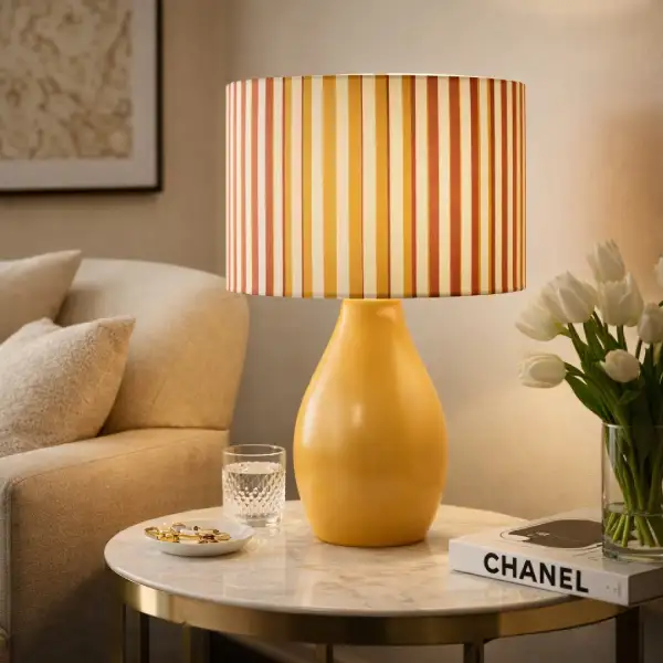 Striped Linen Ceramic Table Lamp