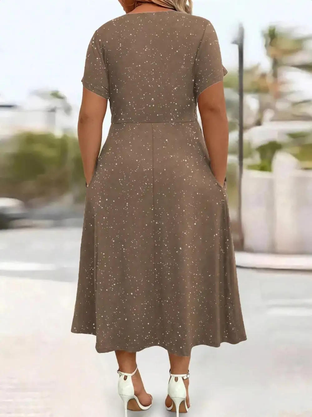 Glitter Flutter Sleeve Midi Dress