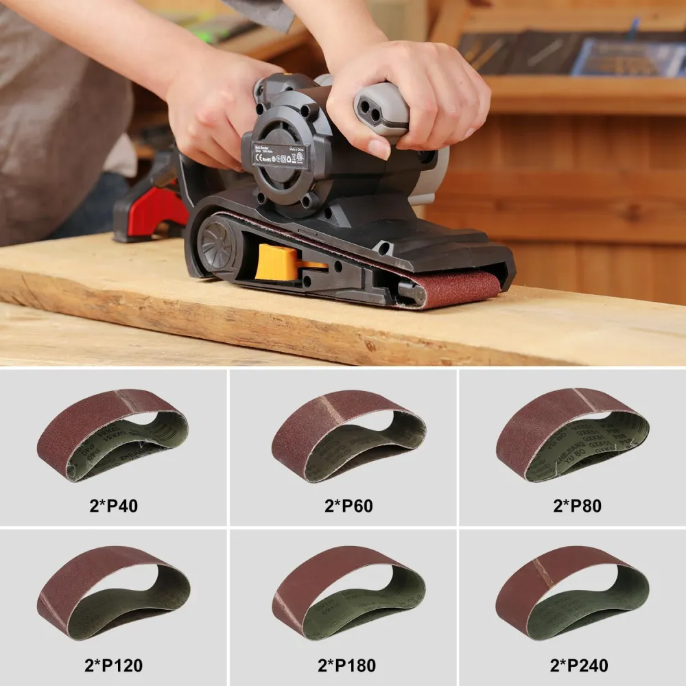 3×21-Inch Belt Sander,8 Amp Variable-speed 170-380RPM 12 Pcs Belts