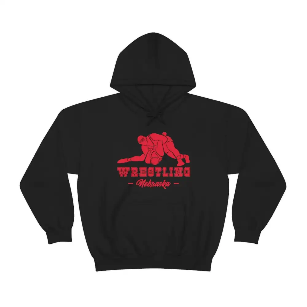 Relaxed Varsity Style Wrestling Graphic Pullover Hoodie