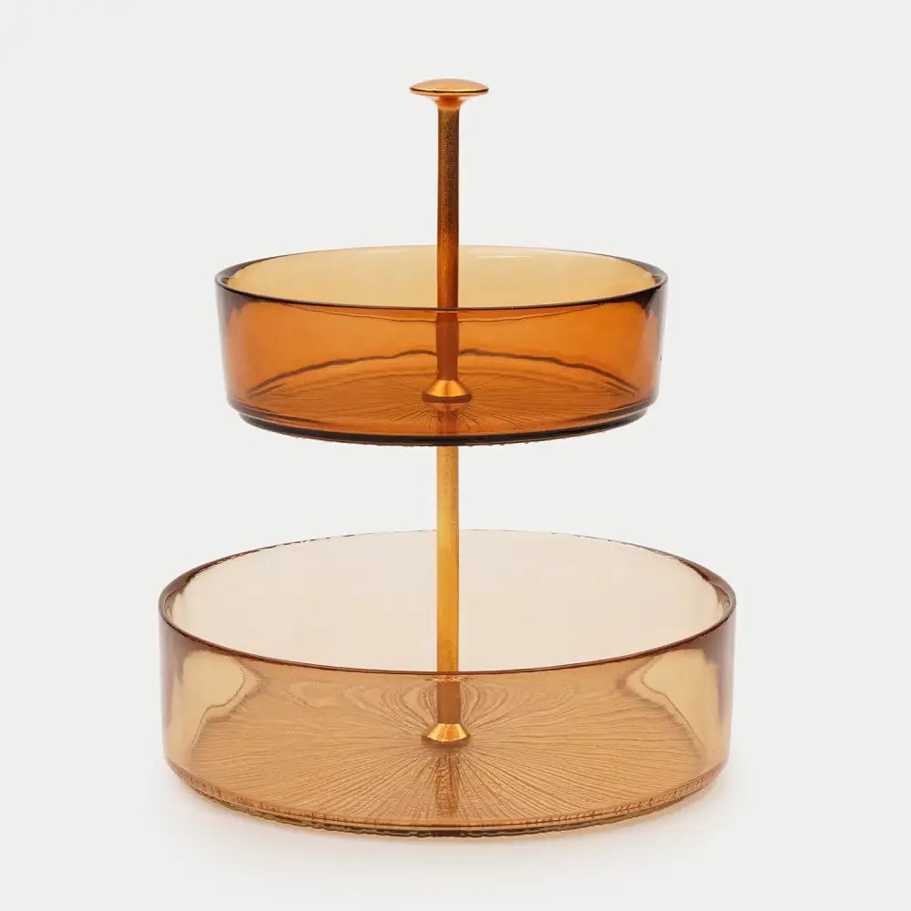 Amber Glass Tiered Cookie Stand