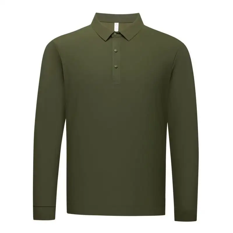 Men's Snap-Button Long-Sleeve Polo Shirt