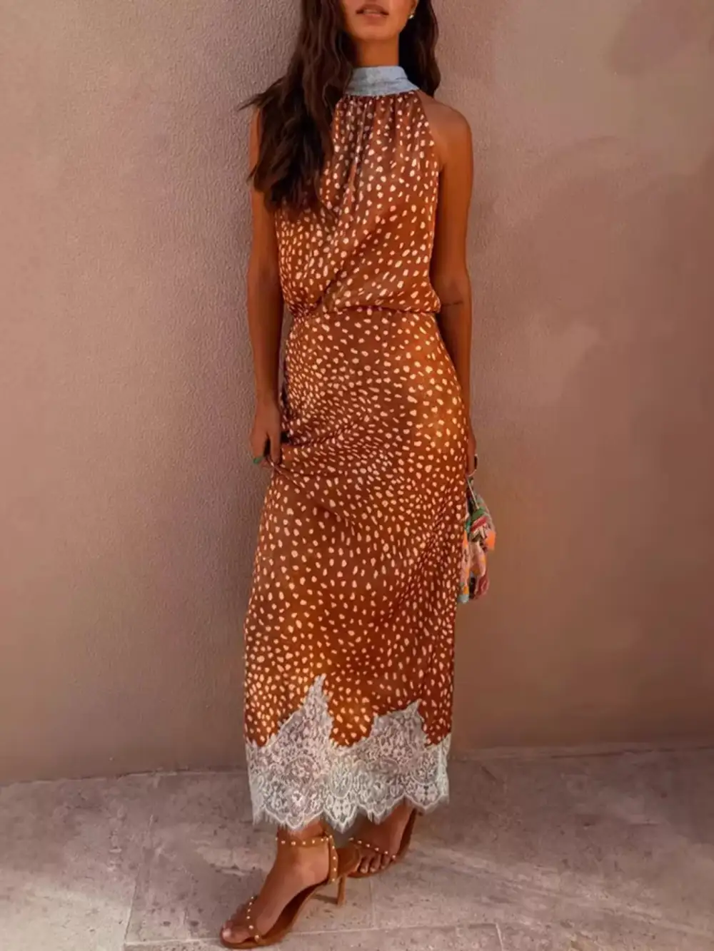 Sleeveless Top Lace Detail Skirt Dress