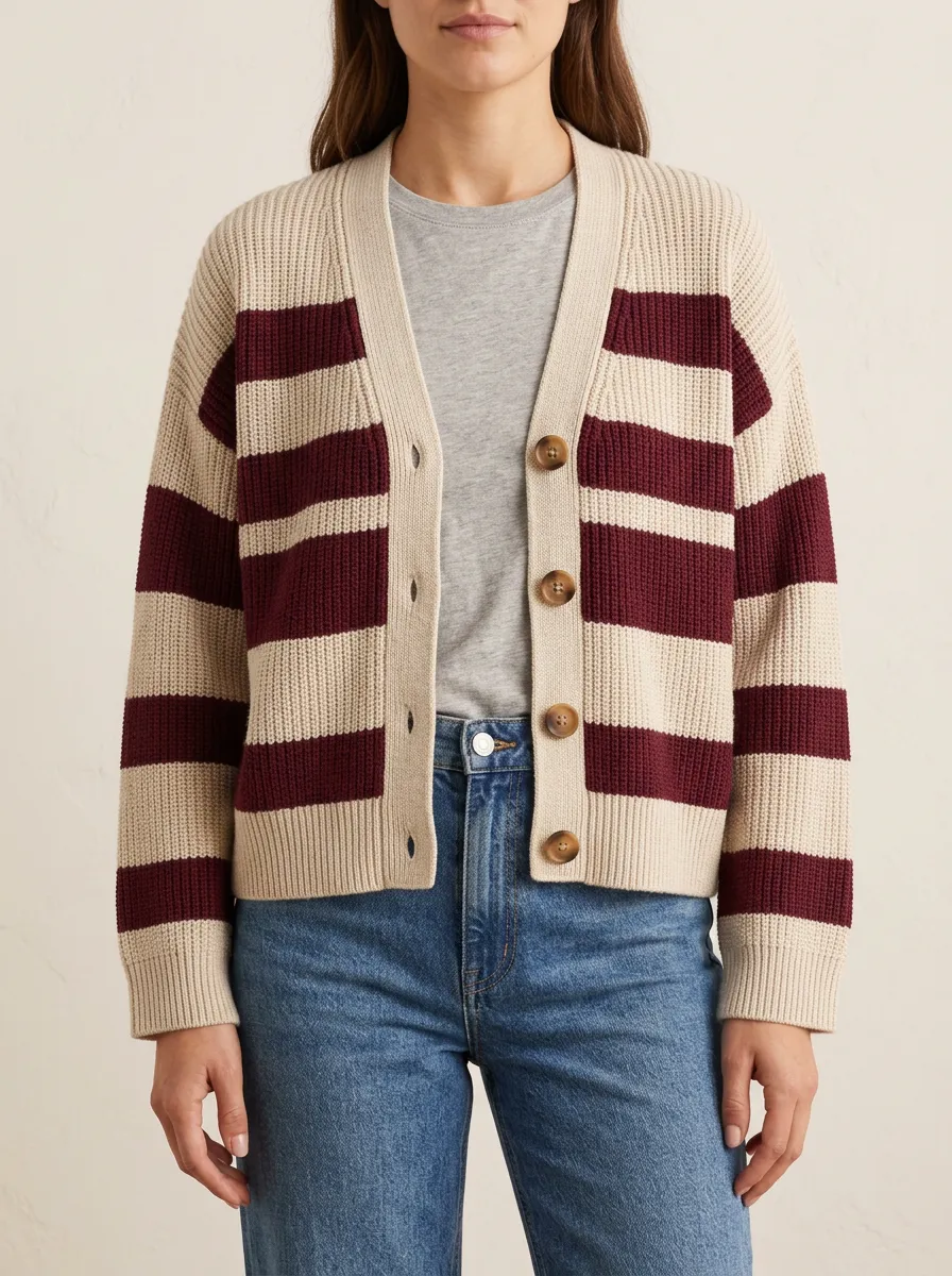 Classic Rugby Striped Knit Cardigan