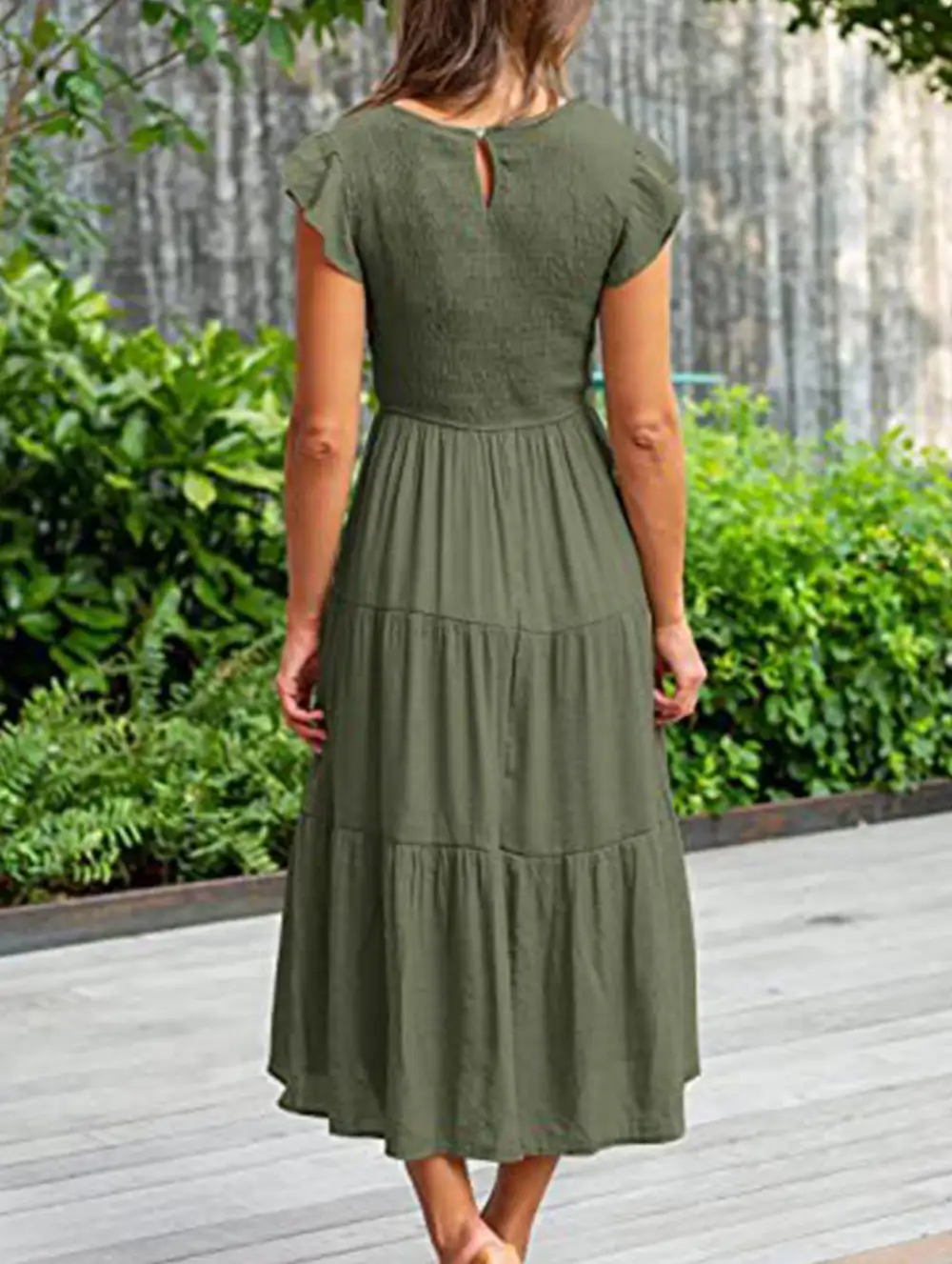 Flutter Sleeve Tiered Mini Dress