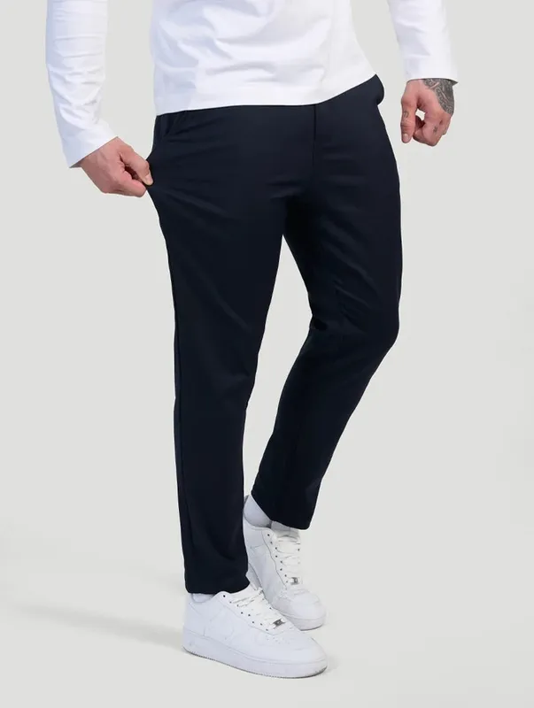 Navy Blue Stretch Pants Clean Cut