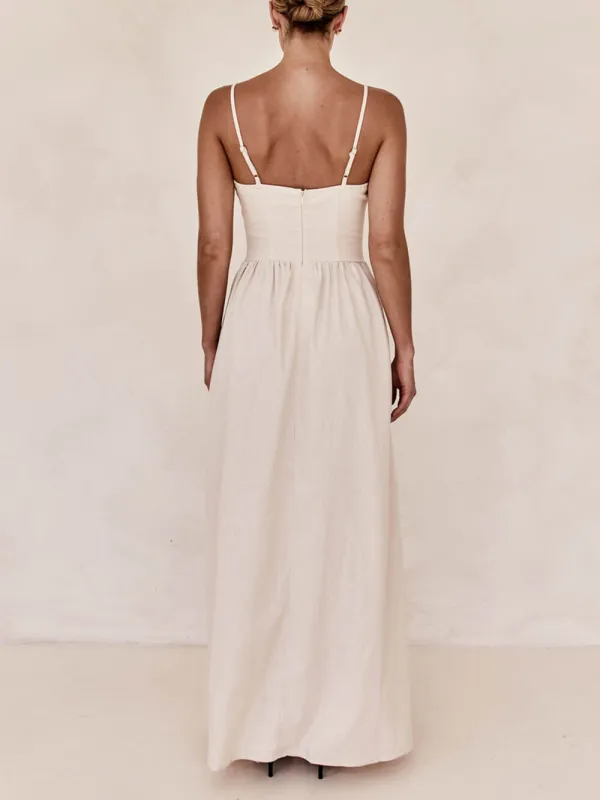 Sunset Suspender Pleated Panel Maxi Dress