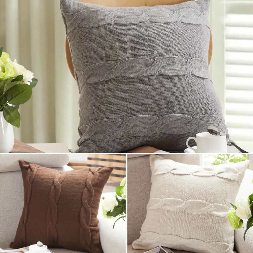 Cotton Cushion Cover Set With Striped Detail