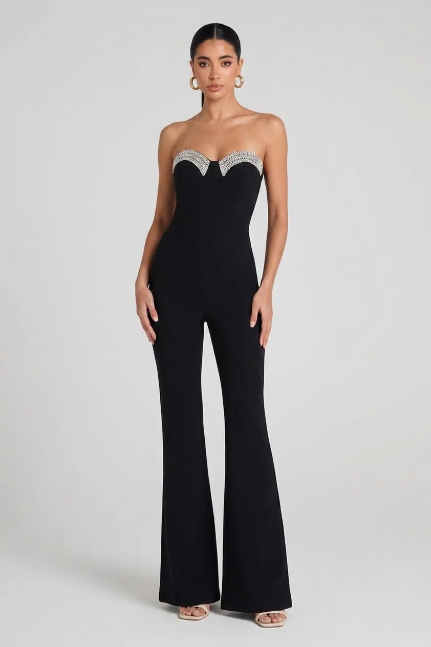 Zara Strapless Rhinestone Bandage Jumpsuit