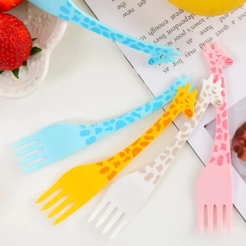 Giraffe Fruit Fork Cute Children's Plastic Tableware Set