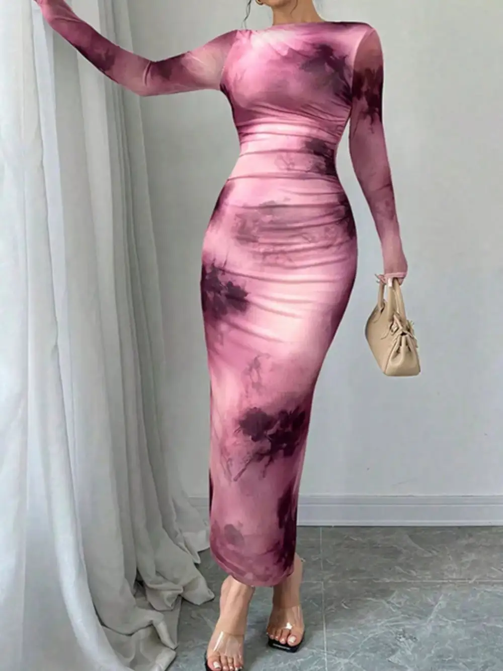 Relaxed Tie Dye Bodycon Maxi Dress
