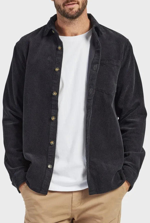 Cotton Cord Overshirt-Navy