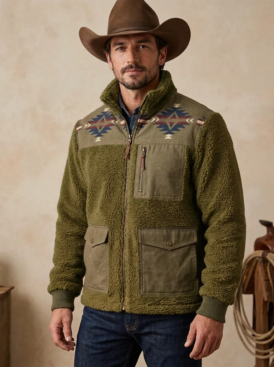 Canyon Trail Aztec Style Men's Western Fleece Jacket
