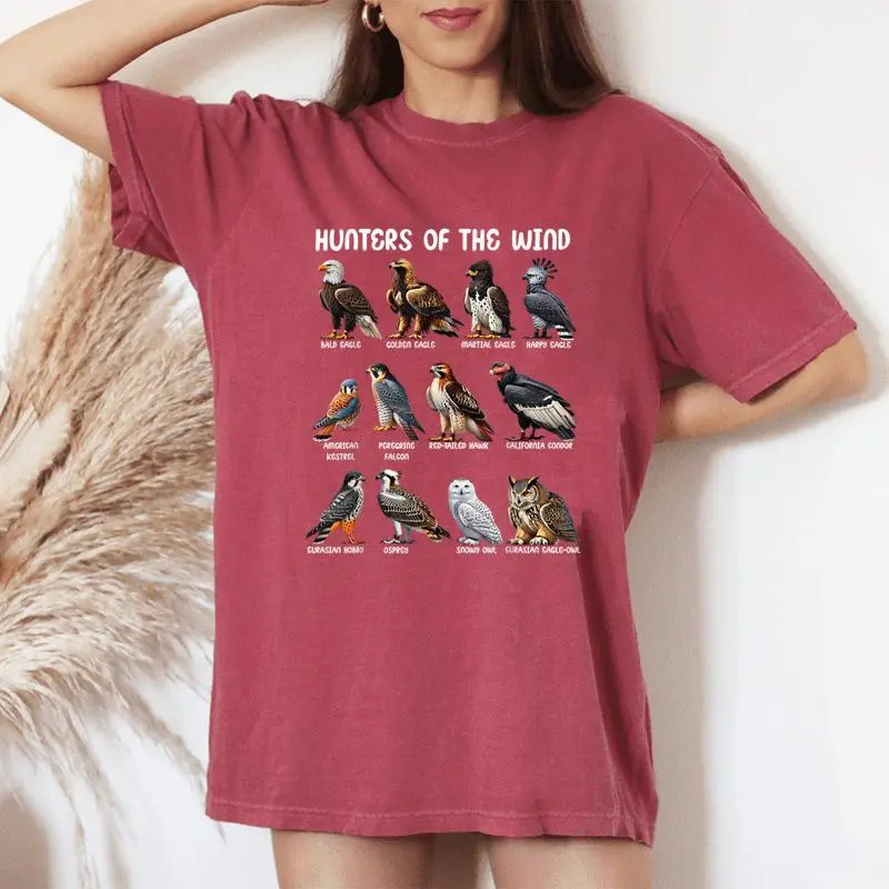 Hunters Of The Wind Birds Of Prey Falcon Owl Birding Raptors Women's Oversized Comfort T-Shirt