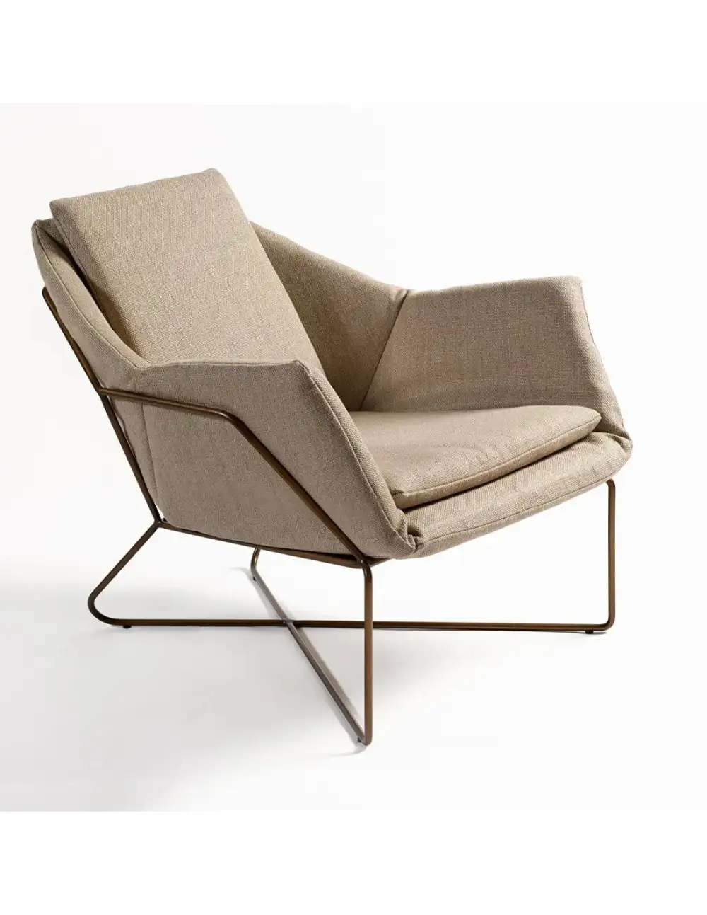 Linen Gold Metal Armchair