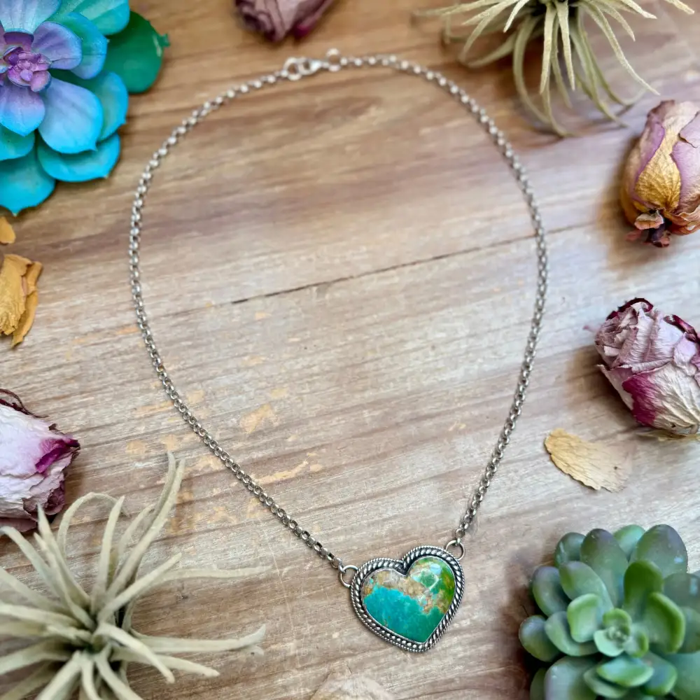 Heart Statement Western Turquoise Sterling Silver Necklace