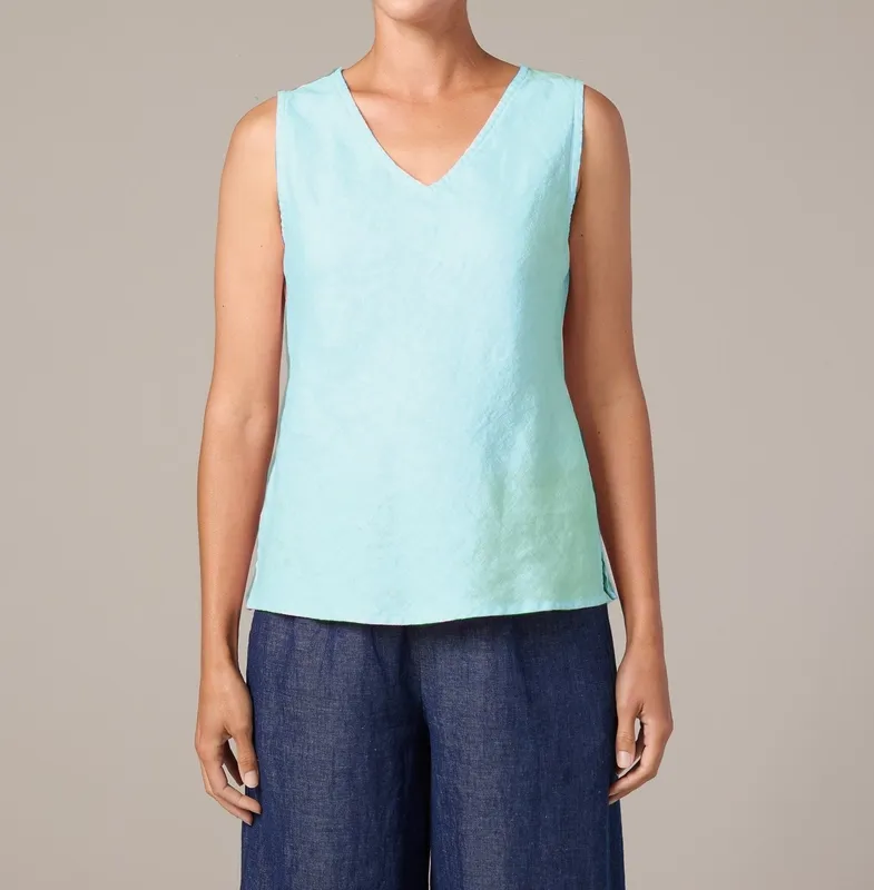 Linen V-Neck Sleeveless Tank