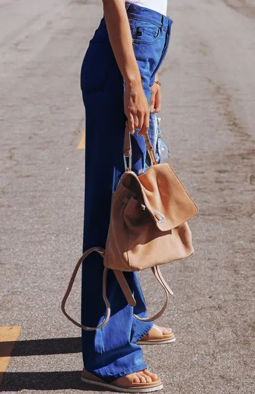 Ripped High Rise Wide Leg Denim Jeans
