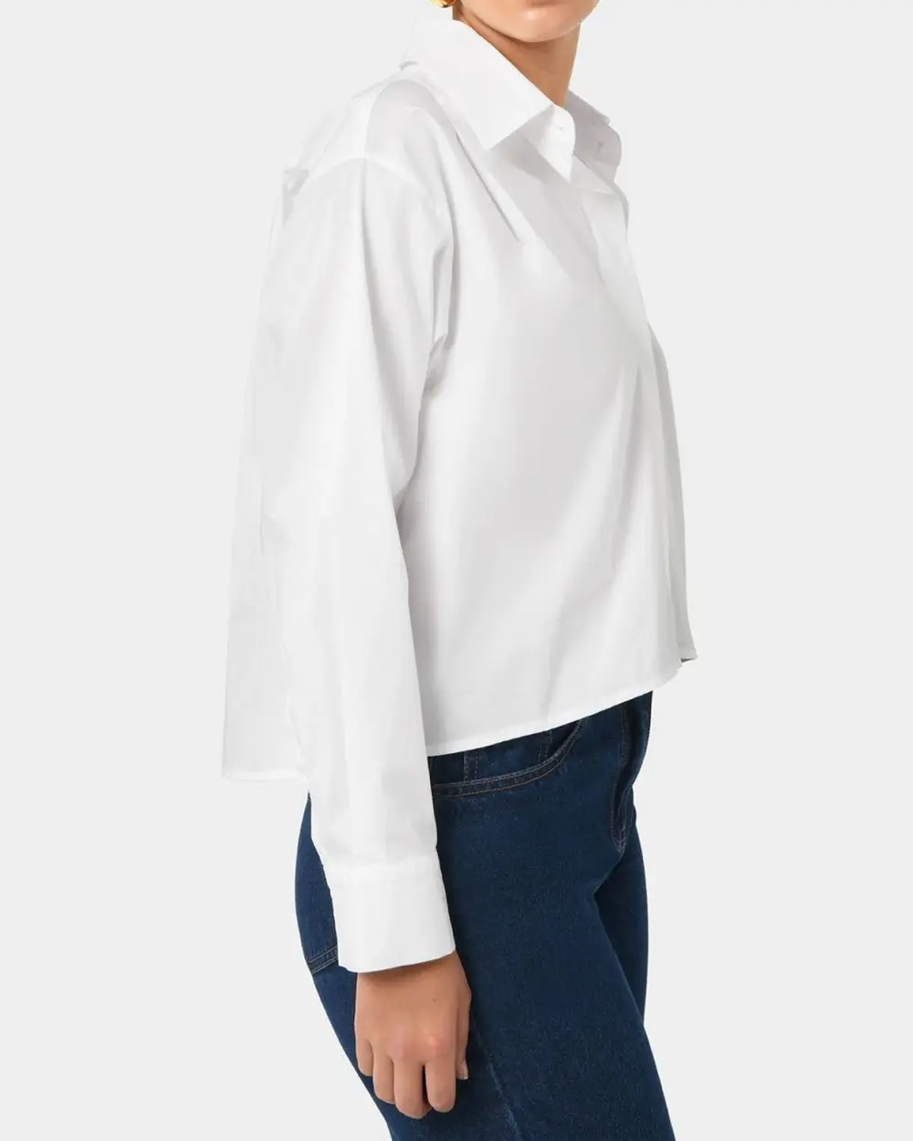 Cotton Blend Pleated Crop Shirts