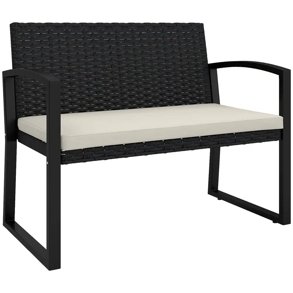 Cushioned Rattan Garden Bench